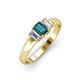3 - Sharon 6x4 mm Emerald Cut London Blue Topaz and Diamond Trellis Three Stone Engagement Ring 