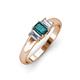 3 - Sharon 6x4 mm Emerald Cut London Blue Topaz and Diamond Trellis Three Stone Engagement Ring 