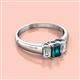 2 - Sharon 6x4 mm Emerald Cut London Blue Topaz and Diamond Trellis Three Stone Engagement Ring 