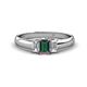 1 - Sharon 6x4 mm Emerald Cut Lab Created Alexandrite and Diamond Trellis Three Stone Engagement Ring 