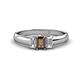 1 - Sharon 6x4 mm Emerald Cut Smoky Quartz and Diamond Trellis Three Stone Engagement Ring 