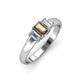 3 - Sharon 6x4 mm Emerald Cut Smoky Quartz and Diamond Trellis Three Stone Engagement Ring 