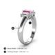 4 - Sharon 6x4 mm Emerald Cut Pink Sapphire and Diamond Trellis Three Stone Engagement Ring 