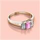 2 - Sharon 6x4 mm Emerald Cut Pink Sapphire and Diamond Trellis Three Stone Engagement Ring 