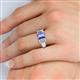 5 - Sharon 6x4 mm Emerald Cut Tanzanite and Diamond Trellis Three Stone Engagement Ring 