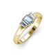 3 - Sharon 6x4 mm Emerald Cut Aquamarine and Diamond Trellis Three Stone Engagement Ring 