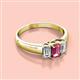 2 - Sharon 6x4 mm Emerald Cut Pink Tourmaline and Diamond Trellis Three Stone Engagement Ring 