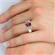 5 - Sharon 6x4 mm Emerald Cut Pink Tourmaline and Diamond Trellis Three Stone Engagement Ring 