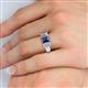 5 - Sharon 6x4 mm Emerald Cut Iolite and Diamond Trellis Three Stone Engagement Ring 