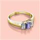 2 - Sharon 6x4 mm Emerald Cut Iolite and Diamond Trellis Three Stone Engagement Ring 