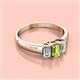 2 - Sharon 6x4 mm Emerald Cut Peridot and Diamond Trellis Three Stone Engagement Ring 