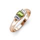 3 - Sharon 6x4 mm Emerald Cut Peridot and Diamond Trellis Three Stone Engagement Ring 