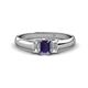 1 - Sharon 6x4 mm Emerald Cut Iolite and Diamond Trellis Three Stone Engagement Ring 
