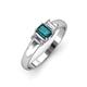 3 - Sharon 6x4 mm Emerald Cut London Blue Topaz and Diamond Trellis Three Stone Engagement Ring 