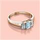 2 - Sharon 6x4 mm Emerald Cut Aquamarine and Diamond Trellis Three Stone Engagement Ring 