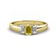 1 - Sharon 6x4 mm Emerald Cut Yellow Sapphire and Diamond Trellis Three Stone Engagement Ring 