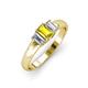 3 - Sharon 6x4 mm Emerald Cut Yellow Sapphire and Diamond Trellis Three Stone Engagement Ring 