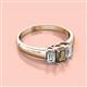 2 - Sharon 6x4 mm Emerald Cut Smoky Quartz and Diamond Trellis Three Stone Engagement Ring 