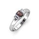 3 - Sharon 6x4 mm Emerald Cut Lab Created Alexandrite and Diamond Trellis Three Stone Engagement Ring 