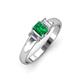 3 - Sharon 6x4 mm Emerald Cut Emerald and Lab Grown Diamond Trellis Three Stone Engagement Ring 