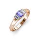 3 - Sharon 6x4 mm Emerald Cut Tanzanite and Lab Grown Diamond Trellis Three Stone Engagement Ring 