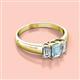 2 - Sharon 6x4 mm Emerald Cut Aquamarine and Lab Grown Diamond Trellis Three Stone Engagement Ring 