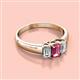 2 - Sharon 6x4 mm Emerald Cut Pink Tourmaline and Lab Grown Diamond Trellis Three Stone Engagement Ring 