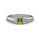 1 - Sharon 6x4 mm Emerald Cut Peridot and Lab Grown Diamond Trellis Three Stone Engagement Ring 