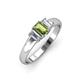 3 - Sharon 6x4 mm Emerald Cut Peridot and Lab Grown Diamond Trellis Three Stone Engagement Ring 