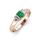 3 - Sharon 6x4 mm Emerald Cut Emerald and Lab Grown Diamond Trellis Three Stone Engagement Ring 