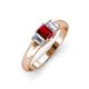 3 - Sharon 6x4 mm Emerald Cut Ruby and Lab Grown Diamond Trellis Three Stone Engagement Ring 