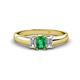 1 - Sharon 6x4 mm Emerald Cut Emerald and Lab Grown Diamond Trellis Three Stone Engagement Ring 