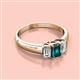 2 - Sharon 6x4 mm Emerald Cut London Blue Topaz and Lab Grown Diamond Trellis Three Stone Engagement Ring 
