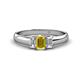 1 - Sharon 6x4 mm Emerald Cut Yellow Sapphire and Lab Grown Diamond Trellis Three Stone Engagement Ring 
