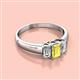 2 - Sharon 6x4 mm Emerald Cut Yellow Sapphire and Lab Grown Diamond Trellis Three Stone Engagement Ring 