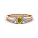 1 - Sharon 6x4 mm Emerald Cut Yellow Sapphire and Lab Grown Diamond Trellis Three Stone Engagement Ring 