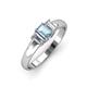 3 - Sharon 6x4 mm Emerald Cut Aquamarine and Lab Grown Diamond Trellis Three Stone Engagement Ring 