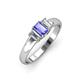 3 - Sharon 6x4 mm Emerald Cut Tanzanite and Lab Grown Diamond Trellis Three Stone Engagement Ring 