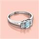 2 - Sharon 6x4 mm Emerald Cut Aquamarine and Lab Grown Diamond Trellis Three Stone Engagement Ring 