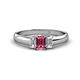 1 - Sharon 6x4 mm Emerald Cut Pink Tourmaline and Lab Grown Diamond Trellis Three Stone Engagement Ring 