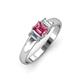 3 - Sharon 6x4 mm Emerald Cut Pink Tourmaline and Lab Grown Diamond Trellis Three Stone Engagement Ring 