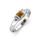 3 - Sharon 6x4 mm Emerald Cut Citrine and Lab Grown Diamond Trellis Three Stone Engagement Ring 