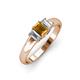3 - Sharon 6x4 mm Emerald Cut Citrine and Lab Grown Diamond Trellis Three Stone Engagement Ring 
