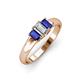 3 - Sharon 6x4 mm Emerald Cut Diamond and Blue Sapphire Trellis Three Stone Engagement Ring 