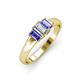 3 - Sharon 6x4 mm Emerald Cut Diamond and Tanzanite Trellis Three Stone Engagement Ring 