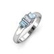 3 - Sharon 6x4 mm Emerald Cut Diamond and Aquamarine Trellis Three Stone Engagement Ring 