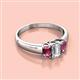 2 - Sharon 6x4 mm Emerald Cut Diamond and Pink Tourmaline Trellis Three Stone Engagement Ring 