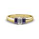 1 - Sharon 6x4 mm Emerald Cut Diamond and Iolite Trellis Three Stone Engagement Ring 