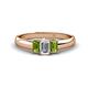 1 - Sharon 6x4 mm Emerald Cut Diamond and Peridot Trellis Three Stone Engagement Ring 