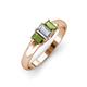3 - Sharon 6x4 mm Emerald Cut Diamond and Peridot Trellis Three Stone Engagement Ring 